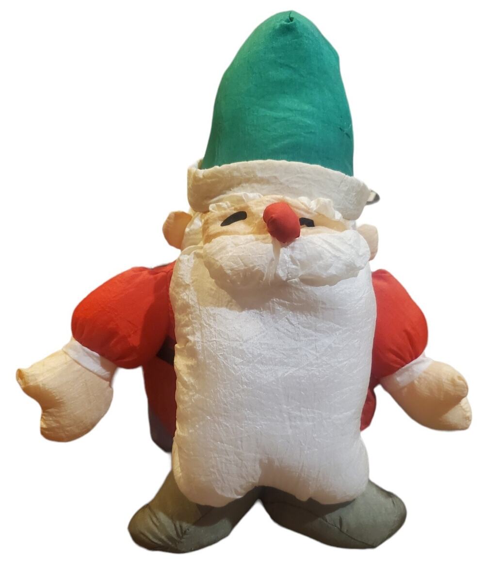 Vintage Puffy Santa Claus Elf Plush 14” Christmas Nylon Parachute Stuffed Toy